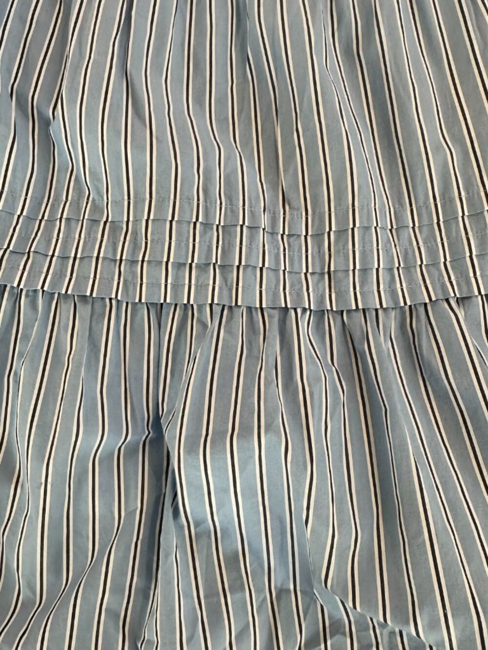 Quince Organic Cotton Poplin Tiered Maxi Skirt Tribeca Blue White Stripe Small S - Picture 5 of 6